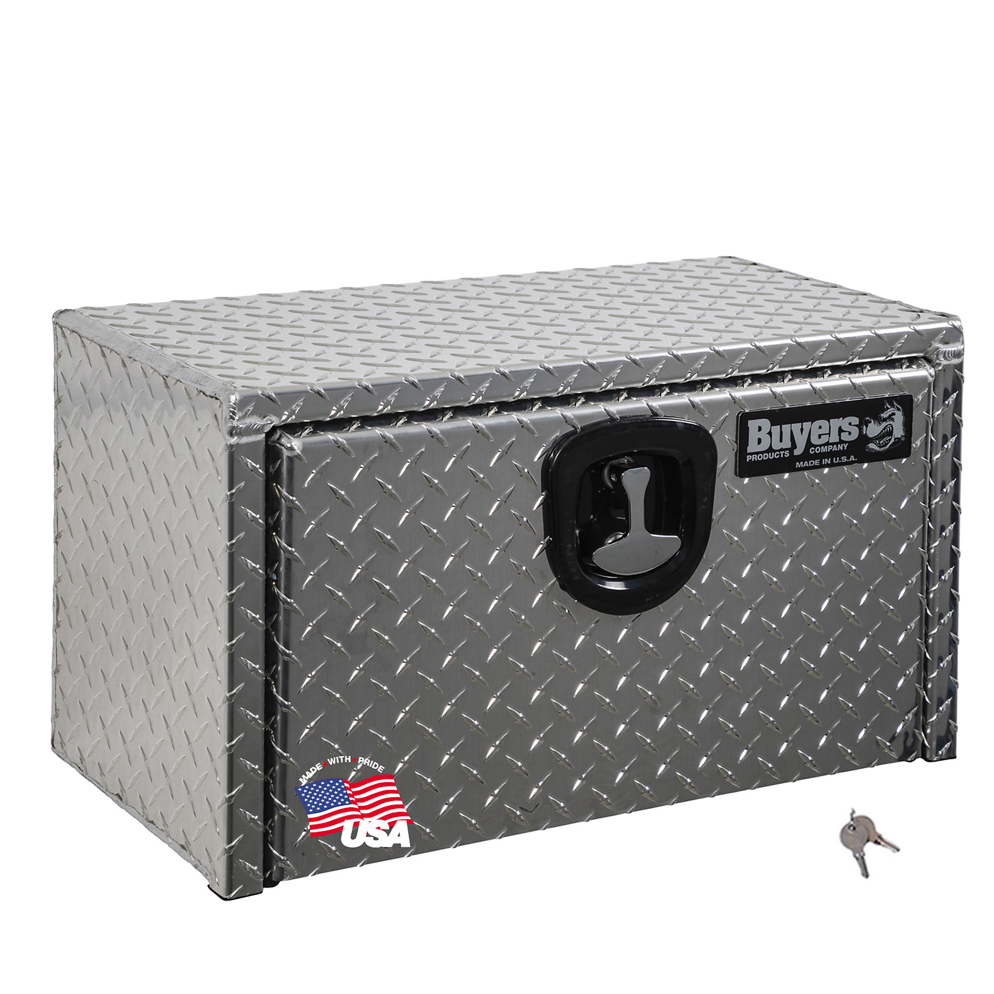 Buyers Products, 24x16x14in. Underbody Truck Bed Tool Job Storage Box, Width 24 in, Material Aluminum, Color Finish Diamond Plate Silver, Model# 1705160